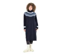 Ulla Popken Damen Strickkleid, Norwegermuster, Rollkragen, Langarm Kleider, Blau, 46-48 EU