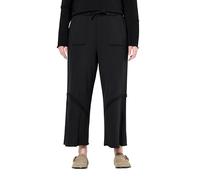 Ulla Popken Damen Sweat-Culotte, Ziernähte, Elastikbund, Biobaumwolle Hose, Schwarz, 36W / 32L EU