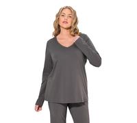 Ulla Popken Damen T-Shirt Col En V Et Manches Longues, Coupe Slim Fit T-Shirt