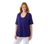 Ulla Popken Damen T-Shirt, vorne doppellagig, V-Ausschnitt, Halbarm, lila, 50/52