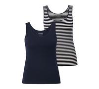 Ulla Popken Damen Tanktops, 2er-Pack, Rundhals, Ärmellos, Biobaumwolle T-Shirt, Marine, 42-44 EU
