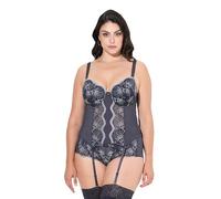 Ulla Popken TruYou Damen große Größen Übergrößen Plus Size TRUYOU BH-Corsage, Bügel, Stickerei, Softschalen anthrazit 90E 834419117-90E