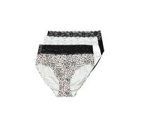 Ulla Popken TruYou Damen große Größen Übergrößen Plus Size TRUYOU-Midislips, 3er-Pack, Spitze, Uni/Leomuster schwarz 50+ 835011100-50+