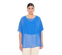 Ulla Popken Women's Chiffonbluse, Oversized, Rundhals, Halbarm Blusen, Pflaumenblau, 58-64
