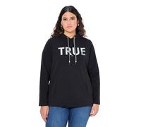 Ulla Popken Women's Hoodie, True, Kapuze, Kordel, Taschen, Langarm Sweatshirts, Schwarz, 50/52