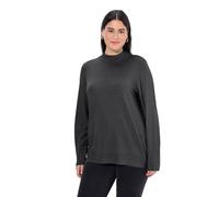 Ulla Popken Women's Pullover, Stehkragen, Langarm, Rippbündchen Sweater, anthrazit Melange, 52-54