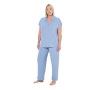 Ulla Popken Women's Pyjama, Oversized, Zweiteiler, Hemdkragen, Halbarm Pajama Set, frostblau, 54-56