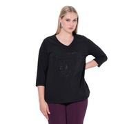 Ulla Popken Women's Shirt Modern View Hotfix T, Black, 24 UK/26 UK