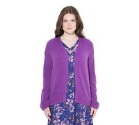 Ulla Popken Women's Strickjacke, kurz, Oversized, offene Jacke, Wollanteil Sweater, lila, 62-64