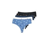 Ulla Popken Women's Strings, 5er-Pack, Millefleur/einfarbig Underwear, helles segelblau, 58-60
