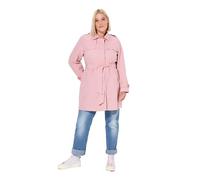 Ulla Popken Women's Trenchcoat, A-Linie, Hemdkragen, Bindegürtel Mäntel, Zartes Altrosa, 50/52
