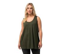 Ulla Popken Women's, Zierfalten, A-Linie, ärmellos, Modal Top Rundhals Fältchen, Waldgrün, 28-30