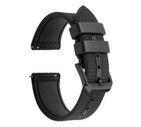 ULLCHRO FKM Gummi-Uhrenarmband, 20 mm, Schnellverschluss-Uhrenarmband, 22 mm, für Herren und Damen, wasserdicht, weich, Premium-Fluorgummi, sportlich, atmungsaktiv, Ersatzarmband (20 mm, Schwarz)