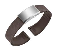 ULLCHRO Uhrenarmband 20mm 22mm Gummi FKM Schnellverschluss, Fluorkautschuk Armband für Herren mit Edelstahl Schnalle, Ersatzarmband für Uhren für Sportuhren und Taucheruhren (18mm, Braun)