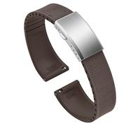 ULLCHRO Uhrenarmband 20mm 22mm Gummi FKM Schnellverschluss, Fluorkautschuk Armband für Herren mit Edelstahl Schnalle, Ersatzarmband für Uhren für Sportuhren und Taucheruhren (21mm, Braun)