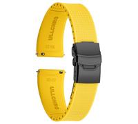 ULLCHRO Uhrenarmband 20mm 22mm Wasserdicht, Weiches FKM Armband für Herren, Kautschuk Sportband aus Gummi, Uhrband (18mm, Gelb)