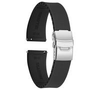 ULLCHRO Uhrenarmband 20mm 22mm Wasserdicht, Weiches FKM Armband für Herren, Kautschuk Sportband aus Gummi, Uhrband (22mm, Schwarz)