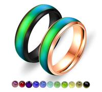 Uloveido 6mm Comfort Fit Ringe Schwarz/Roségold Edelstahl Ehering Farbwechsel Stimmungsringe für Männer Y1854 (Frau, 17)