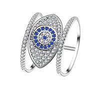 Uloveido Blue Evil Eye Zirkonia Ring mit Rhodium plattiert, Evil Eye zur Abwehr negativer Energie, Geschenk für Sie Y325 Größe 57 (18.1)
