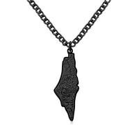 Uloveido Edelstahl Palästina Karte Halskette - Arabische Kalligrafie Glaube Anhänger, islamischer Nahost-Schmuck für den Alltag YA5136