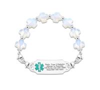 Uloveido Kostenlos gravierbares Medizinisches Notfallarmband | Naturstein Griechisches Kreuz Ersthelfer-Schmuck für lebensrettende Maßnahmen | Edelstahl DIY-ID-Tag Notfallarmband für Herren Damen