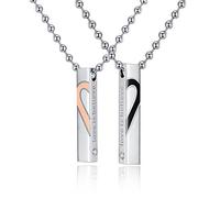 Uloveido-Liebe ist der Glaube Titan Square Vertical Bar Anhänger Halskette Puzzle passende erste Halskette für Paare Valentinstag Geburtstag Geschenkideen für Freund und Freundin KS797