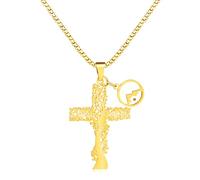 Uloveido Religiöse Baum des Lebens Kreuz Halskette, Edelstahl Box Kette Halskette - Charm Herz Senfsamen Glaube Kreuz Anhänger Halskette für Männer Frauen Christian YA4473, Edelstahl, Kein Edelstein