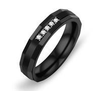 Uloveido Titan-Edelstahl-Ring, schwarzes Ziegelmuster, Ehering, bequeme Passform, Paarringe für Damen und Herren, P1/2(57mm), Metall, Zirkonia