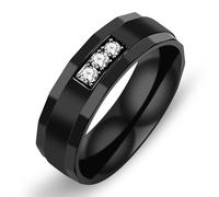 Uloveido Titan-Edelstahl-Ring, schwarzes Ziegelmuster, Ehering, bequeme Passform, Paarringe für Damen und Herren, R1/2(59.5mm), Metall, Zirkonia
