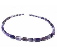 Ulrike Schmitt Edelsteinkreationen Amethyst violett Walzen Edelstein Kette Echtsilber Perlen Halskette Längenwahl