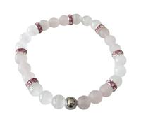 Ulrike Schmitt Edelsteinkreationen Rosenquarz rosa Selenit weiß Strass Edelstein Stretch Armband Längen Wahl