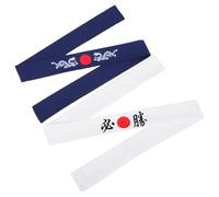 ULTECHNOVO 2 Stück Japanische Bushido Stirnbänder Herren Kopfband aus Atmungsaktivem Baumwollmaterial Elastisch Rutschfest für Karate Training und Sport Weißes Blaues Design