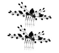 ULTECHNOVO 2 Stück Pack Strass Brauthaarkämme Schwarz Vintage Hochzeitshaarschmuck Funkelnde Haarkämme für Braut und Brautjungfern Formstabil und Komfortabel