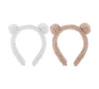 ULTECHNOVO 2 Stück Plüsch Bärenohren Haarreif mit Schleife Rutschfestes und Sitz Stirnband für Make Up und Gesichtsreinigung Niedliches Kawaii Haaraccessoire für Damen
