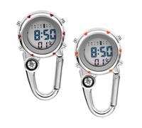 ULTECHNOVO 2 Stück Teiliges Edelstahl Taschenuhr mit Leuchtzifferblatt Robuste Outdoor Uhr für Klettern Sport und Alltag Leichte Portable Karabineruhr für Damen und Herren