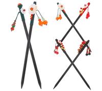 ULTECHNOVO 6 Stück Holz Haarstäbe mit Quasten Haarstab für Damen Vintage Stil Blumen Haarknotenstab Haaraccessoires für Festlichen Haarschmuck und Alltag