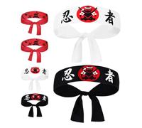 ULTECHNOVO 6 Stück pack Japanische Stirnbänder für Herren aus Atmungsaktivem Polyester mit Verstellbarer Größe für Sushi Partys und Alltag Einzigartiges Ninja Design