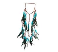 ULTECHNOVO Boho Feder Haarband Damen Dehnbar Handgefertigt Blau Festival Kopfschmuck Party Strand Alltag