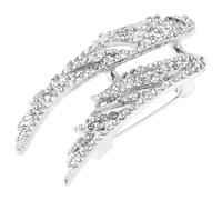 ULTECHNOVO Elegante Feder Brosche aus Legierung in Silber mit Strass Veredelung Anzugbrosche für Männer und Frauen Veredelt Look für Hochzeit und Festliche Anlässe