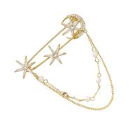 ULTECHNOVO Elegante Kreative Ketten Brustnadel in Gold mit Zirkonia Stilvolle Sechszackige Brosche aus Kupfer für Jacken und Hüte als Modische Korsage und Schmuck