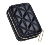 ULTECHNOVO Kosmetiktasche Schwarze Multifunktions Tasche Tragbare mit Spiegel und Reißverschluss Lippenstift Aufbewahrungstasche aus Pu für Reise und Make Up Kompakte