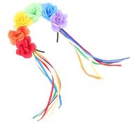 ULTECHNOVO Regenbogen Haarreif mit Rosenblüten Leichtes Stirnband für Pride Month Festival und Party Flexibler Kopfschmuck für Damen und Mädchen