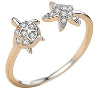 ULTECHNOVO Schildkrötenring aus Kupfer mit Seestern Motiv Silberner Modeschmuck für Damen Eleganter Statement Ring für Urlaub und Hochzeit Süßer Verstellbarer Damenring