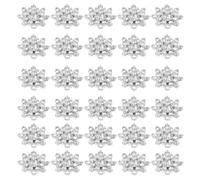 ULTECHNOVO Silberne Schneeflockenknöpfe mit Funkelnden Strasssteinen 15mm 50 Stück aus Metall für Weihnachtsbasteln und Vielseitige Handarbeiten