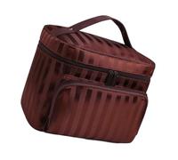 ULTECHNOVO wasserdichte Kosmetiktasche Groß Kapazität Nylon Zipper Reise Organizer Multifach Kosmetikbeutel Kaffee Gestreift Für Damen und Outdoor