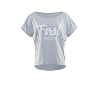 WINSHAPE Ultra Leichtes Modal-Kurzarmshirt MCT002 mit Weißem Glitzer-Aufdruck First I Need Coffee