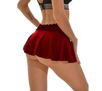 Ultra Mini Sexy Frauen Rock Casual Neue Über dem Knie Schwarz Heiße Kurze Sommer Herbst Mode Tanz Dame Party Club Tragen, red wine, L