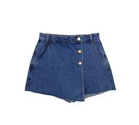 Ultrakurze Denim-Shorts, Lässig, Einfarbig, Hohe Taille, Mehrere Taschen, Schlanker, Nahtloser Saum, Sommer-Strand-Y2K-Shorts, Großer Crossover-Skort Mit Knöpfen, Gewaschene Hotpants, Dunkelblau, M