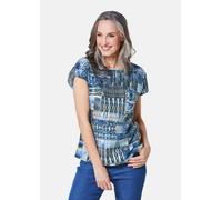Ultraleichte Druckbluse aus reiner Baumwolle blau 20
