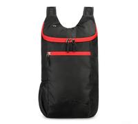 Ultraleichter Daypack 100g Wasserabweisend Stoff | Faltbares Design, 27x43x14cm groß, 14x6cm , wasserabweisend, ideal für Reise und Wanderung(Black with Red)